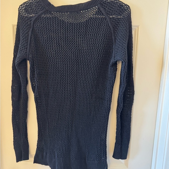 Black Open-Knit Crew Neck Sweater - Picture 2 of 5